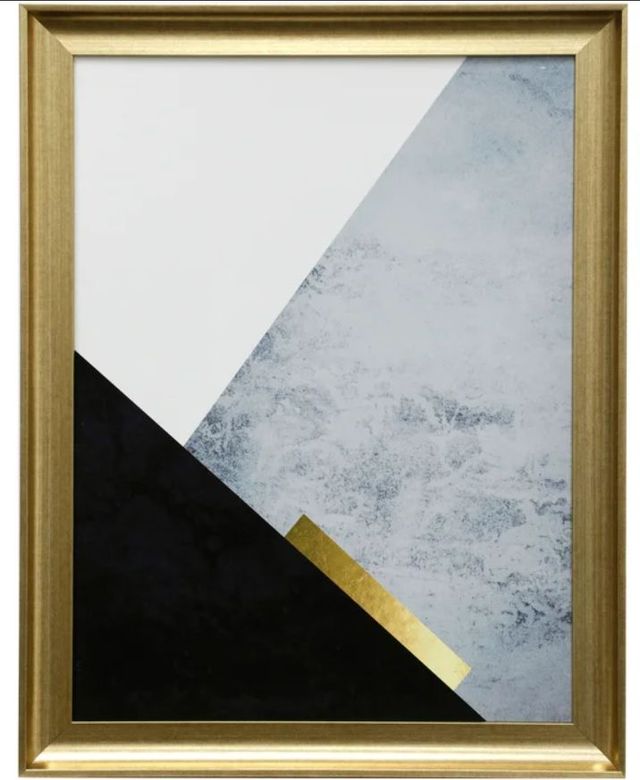 Stylecraft Dark Blue Mountain Black/Chrome/Gold/White Wall Art-0