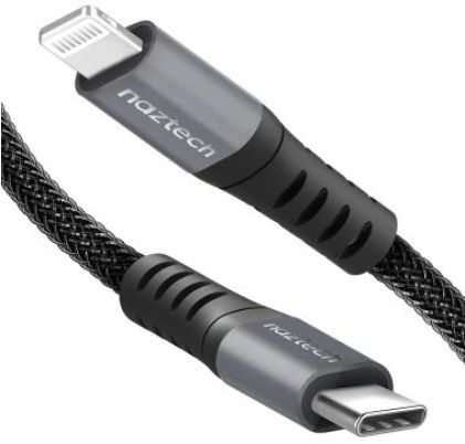 Naztech 4 Ft. Black Braided Fast Charge MFi Lightning to USB-C Cable-0