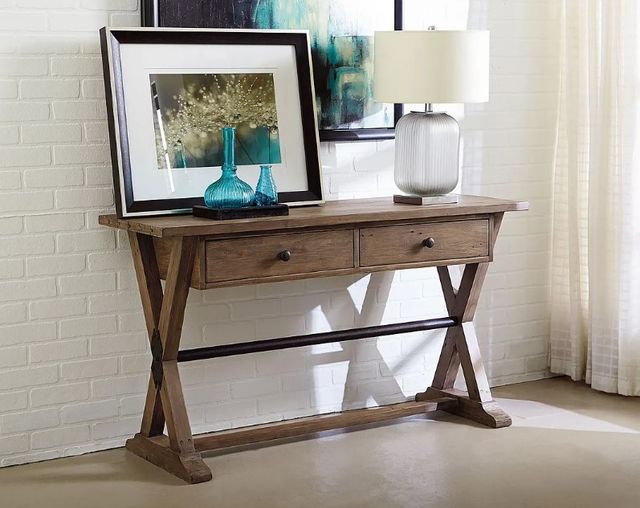 Hammary® Reclamation Place Sundried Natural Trestle Sofa Table-1