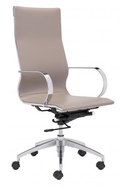 Zuo® Modern Glider Taupe High Back Office Chair-0