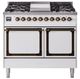 Ilve® Nostalgie II Noblesse 40'' White Pro Style Dual Fuel Range with Burnished Trim-0