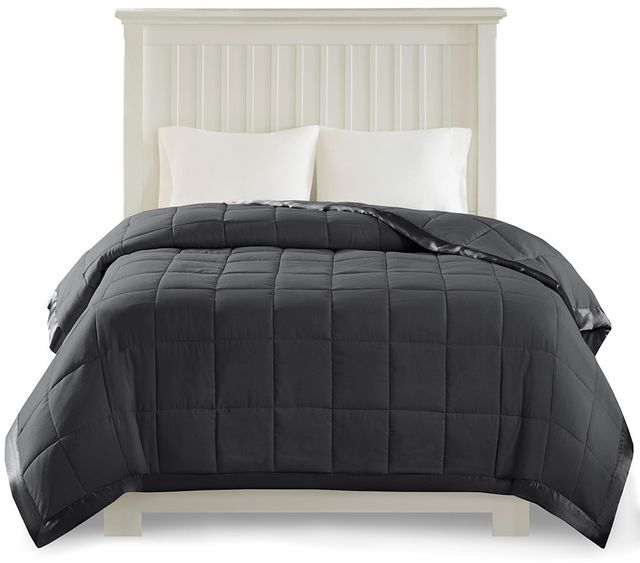 Olliix by Madison Park Charcoal All Season Hypoallergenic Microfiber Down Alternative Twin Windom Blanket-4