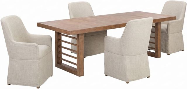 Liberty Furniture Shaker Lakes 5-Piece Harvest Brown/Taupe Double Pedestal Table Set-0