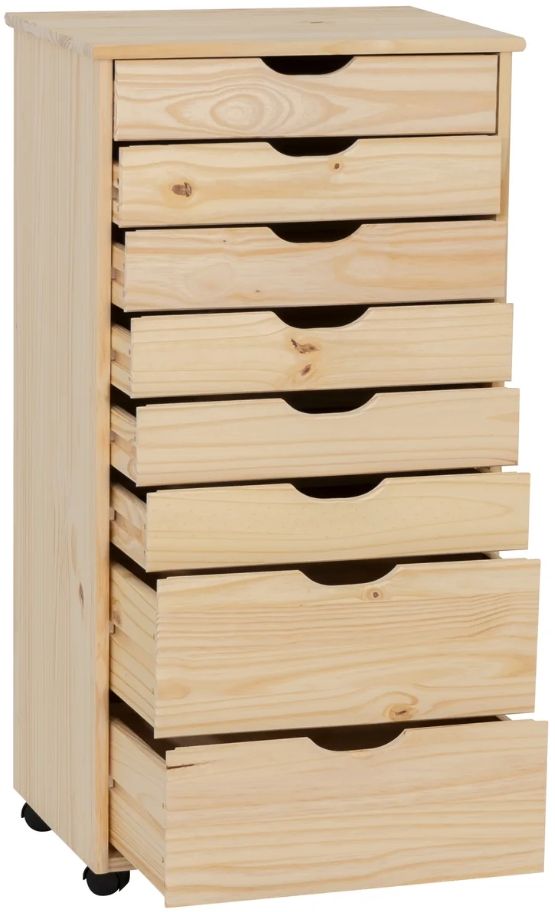 Linon Rudy Unfinished Brown Rolling Storage Cart-4