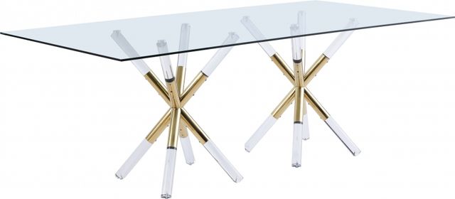 Meridian Furniture Mercury Glass Top Rectangular Dining Table with Acrylic/Gold Base-0