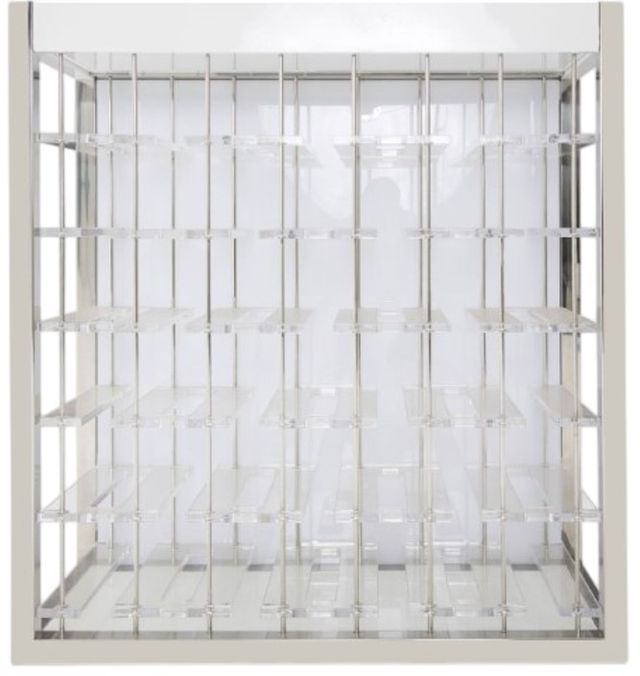Michael Amini® State St. Glossy White/Stainless Steel Wall Bar-4