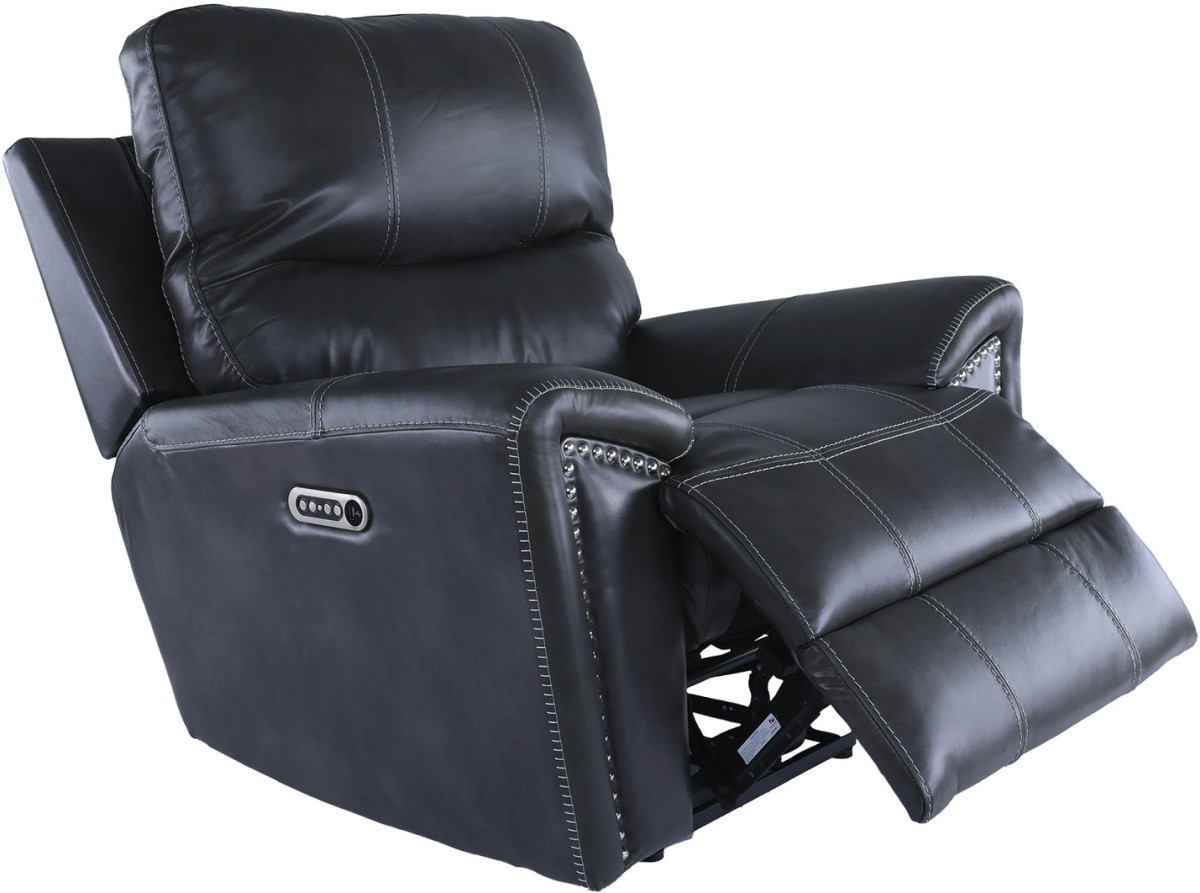 FTS Direct Harrison Charcoal Leather Power Recliner with Headrest McMasters Home Gallery