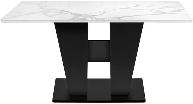 Monarch Specialties Inc. White 36" x 60" Stone Top Dining Table with Black Laminate Base-2