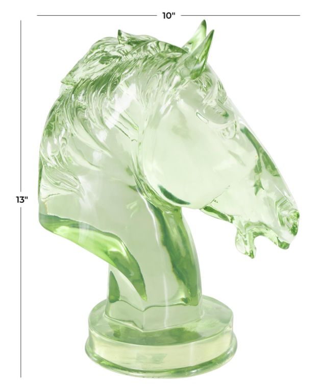 Deco Marche Cosmoliving by Cosmopolitan Green Horse Tinted Decorative Sculpture-3