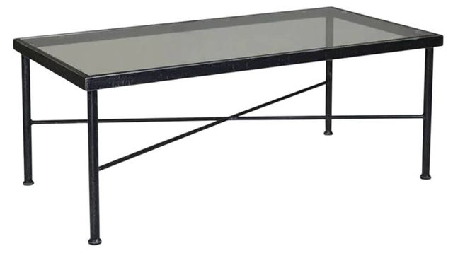Sunset West Provence Glass Top/Metal Outdoor Coffee Table with Century Pewter Frame-0