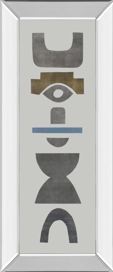 Classy Art Neutral Totems V by Rob Delamater Mirror Framed Wall Art-0