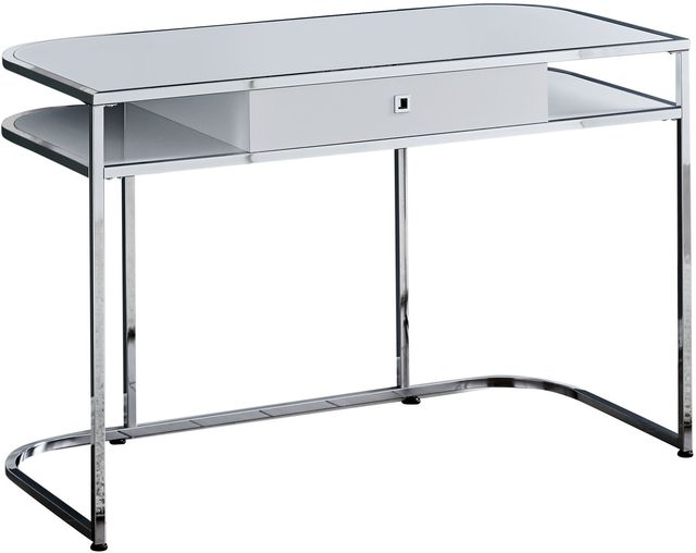 Monarch Specialties Inc. 48"L Glossy White and Chrome Metal Computer Desk-2