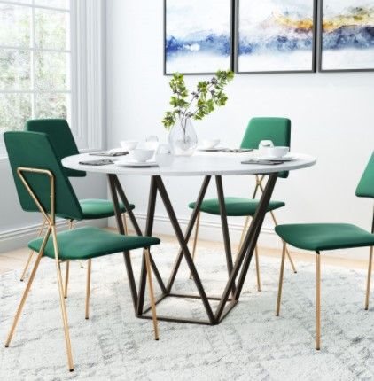 Zuo® Modern Tintern White Dining Table with Antique Brass Base-2