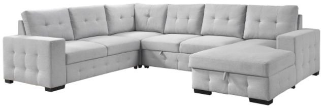 Mazin Furniture Geneva 4-Piece Light Gray Right-Arm Facing Pullout Sleeper Sectional and Storage Chaise-2