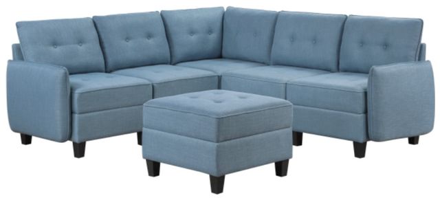 Homelegance® Garren 6-Piece Blue Sectional Modular with Storage and Ottoman-0