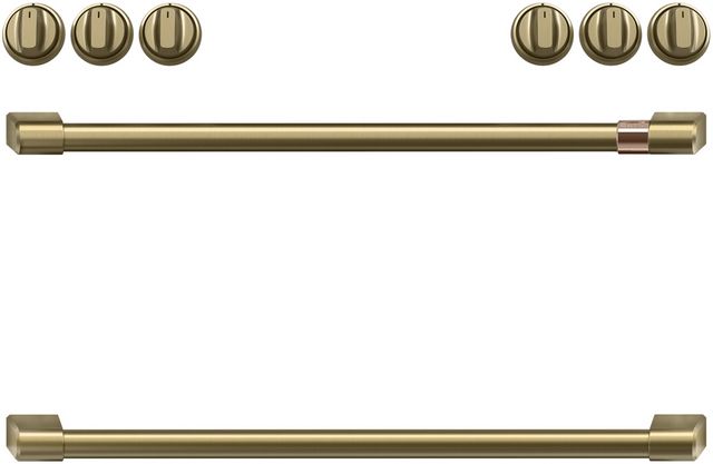 Café™ Brushed Brass Front Control Gas Knobs and Handle Kit