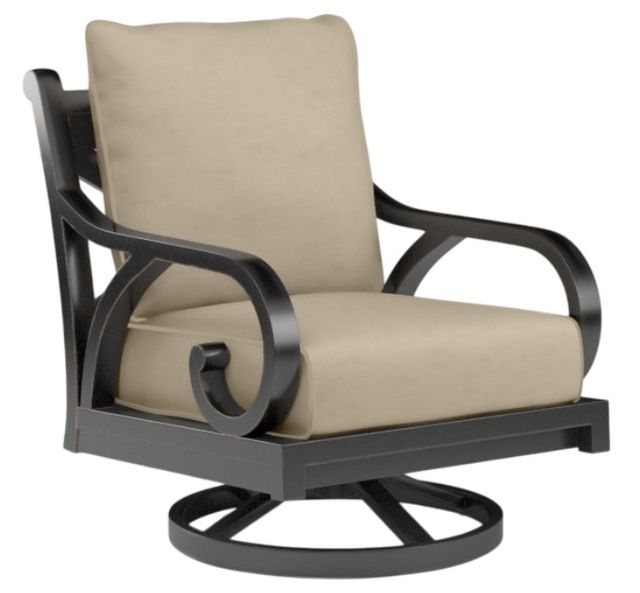 Sunset West Monterey Old World Copper Aluminum Outdoor Swivel Rocker with Linen Stone Cushion-0