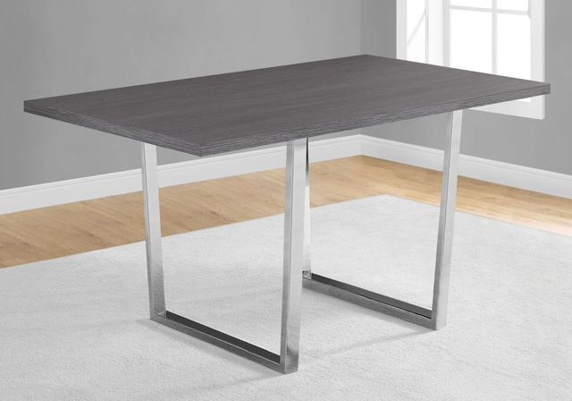 Monarch Specialties Inc. Grey Wood Top Dining Table with Chrome Base-2