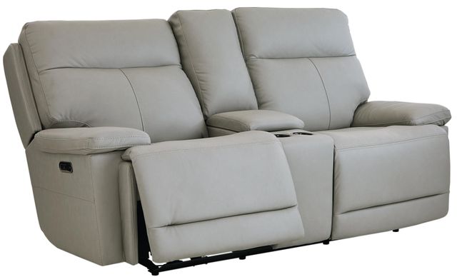 Bassett® Furniture Club Level Fletcher Gray Power Reclining Loveseat with Console-0