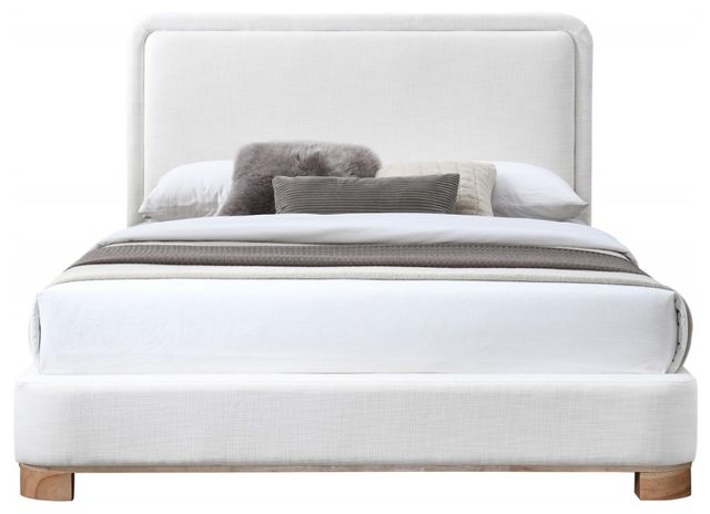 Meridian Furniture Nolita Cream/Natural Queen Linen Textured Upholstered Bed-1