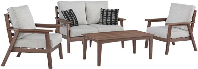 Signature Design by Ashley® Emmeline 4-Piece Beige/Brown Outdoor Seating Set-0