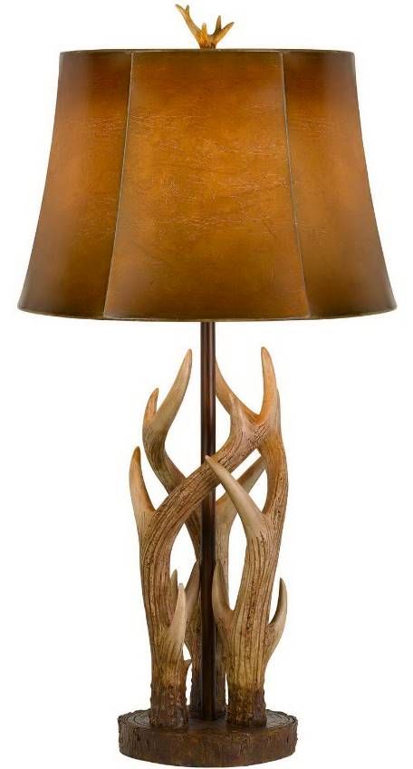 Cal® Lighting & Accessories Darby Antler/Bone Table Lamp-0