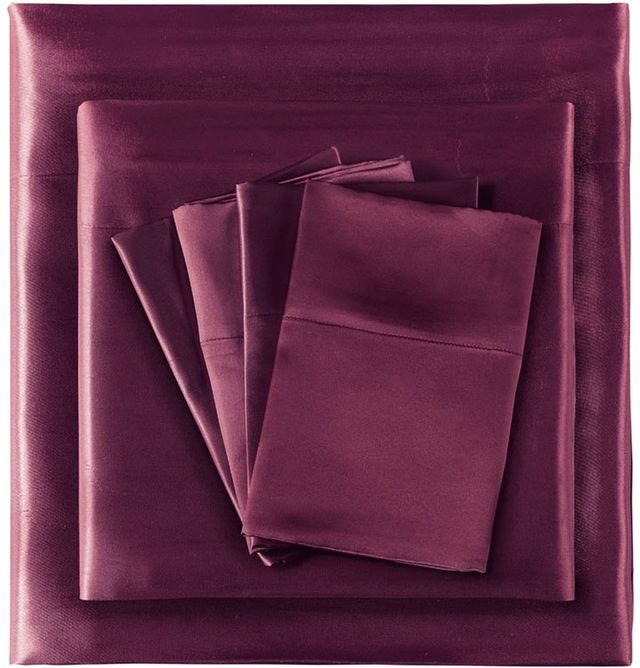 Olliix by Madison Park Essentials 6-Piece Purple California King Satin Wrinkle-Free Luxurious Sheet Set-1