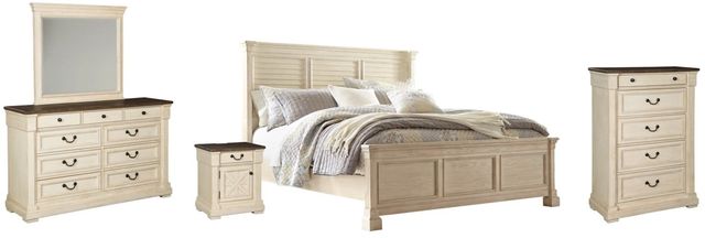Signature Design by Ashley® Bolanburg 5-Piece Antique White King Panel Bed Set-0