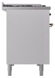 Ilve® Nostalgie II Noblesse 48'' White Pro Style Dual Fuel Range with Burnished Trim-2