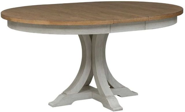 Liberty Furniture Farmhouse Reimagined Chestnut Pedestal Dining Table with Antique White Base-0