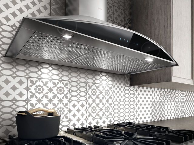 Elica Techne Series Foglia 36" Stainless Steel Wall Mounted Range Hood with Black Glass Trim-2