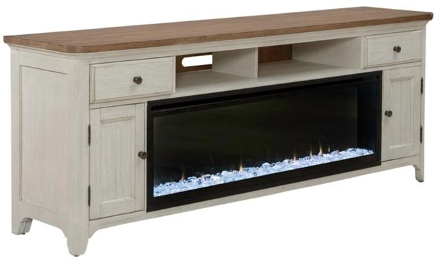 Liberty Furniture Farmhouse Reimagined Brown/White Console with Fireplace-3