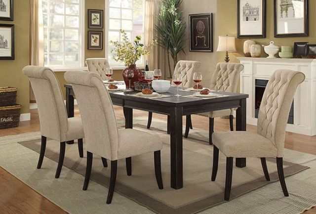 Furniture of America® Marshall 2-Piece Antique Black/Beige Side Chair Set-1