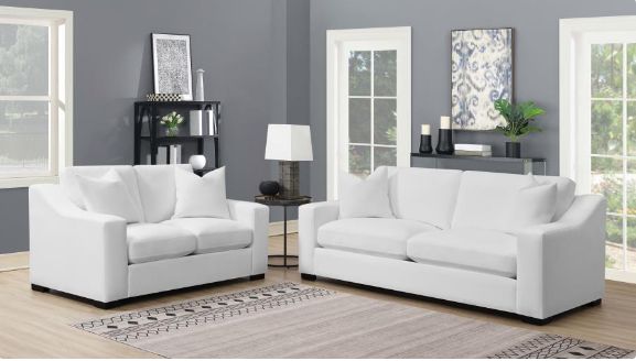 Coaster® Ashlyn 2-Piece White Upholstered Sloped Arm Seating Set -0