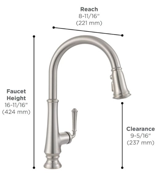 American Standard Delancey® Brushed Cool Sunrise Single-Handle Pull-Down Dual Spray Function Kitchen Faucet-1