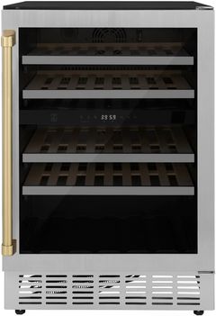 ZLINE 24" Autograph Edition Stainless Steel/Champagne Bronze Freestanding Wine Cooler 