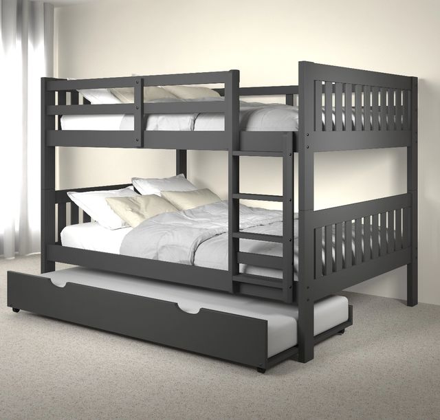 Donco Kids Austin Mission Dark Gray Full/Full Bunk Bed with Trundle Bed-1