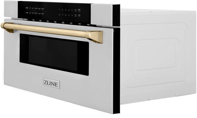 ZLINE Autograph Edition 1.2 Cu. Ft. Stainless Steel with Gold Accents Microwave Drawer-2