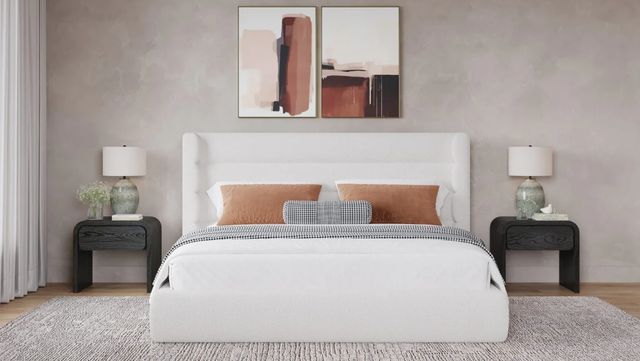 Modus Furniture Formosa Frank Cottage Cheese King Upholstered Wingback Platform Bed-1