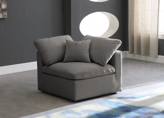 Meridian Furniture Plush Grey Velvet Standard Cloud Modular Corner Chair-2