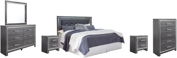 Signature Design by Ashley® Lodanna 6-Piece Gray California King/King Panel Headboard Bedroom Set-0