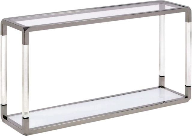 Modus Furniture Jasper Glass Top Console Table with Stainless Steel Base -0