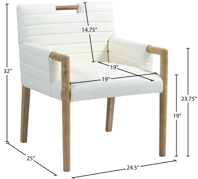 Meridian Furniture Aimee Cream/Natural Leather Dining Arm Chair-2