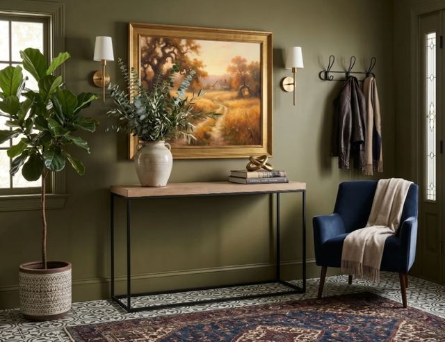 Sunny Designs™ Jax Brown Large Console Table with Black Base-1