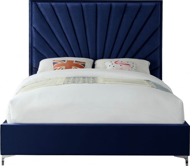 Meridian Furniture Eclipse Navy Velvet Queen Bed-2