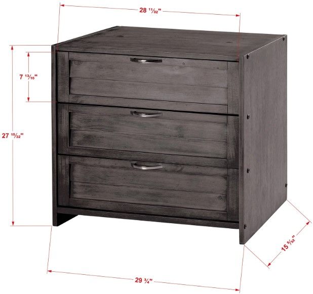 Donco Kids Louver Antique Gray Youth 3-Drawer Chest-2