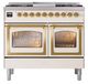 Ilve® Nostalgie II Noblesse 40'' Antique White Pro Style Dual Fuel Range with Brass Trim-1