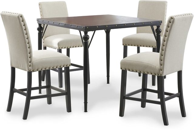 Signature Design by Ashley® Kreabindale 5-Piece Black/Brown Counter Height Dining Table Set-0