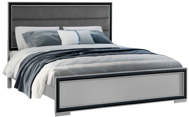 Global Furniture USA Amelia 5-Piece Black/Gray King Panel Bedroom with LED Set -2