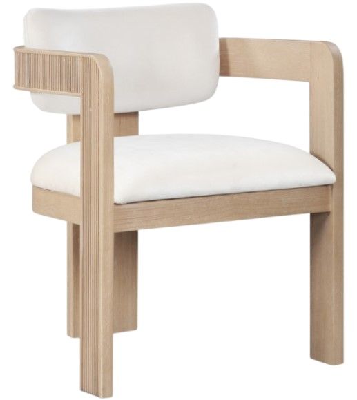 Meridian Furniture Sacha Cream/Natural Velvet Upholstered Dining Chair-0